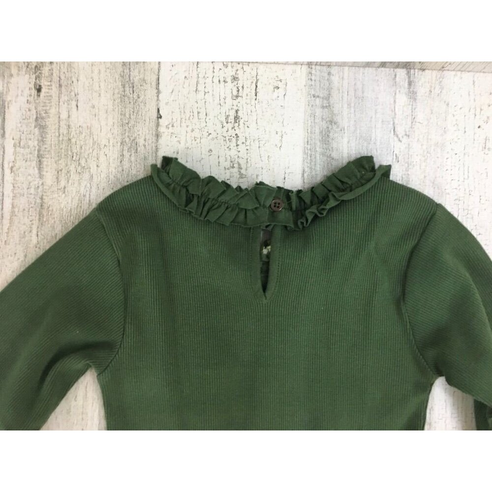 Sophie Catalou Green Dress Girls Sz 4 Rib Knit Floral Skirt - Picture 7 of 8